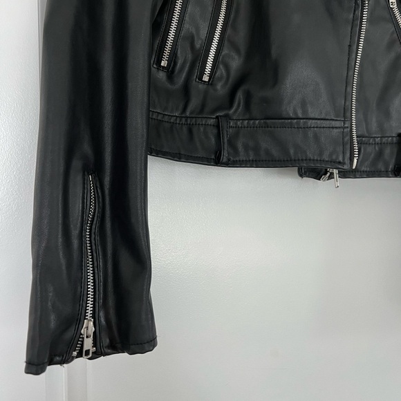 Black Faux Leather Moto Jacket – Rock Chic Coat - Picture 7 of 7